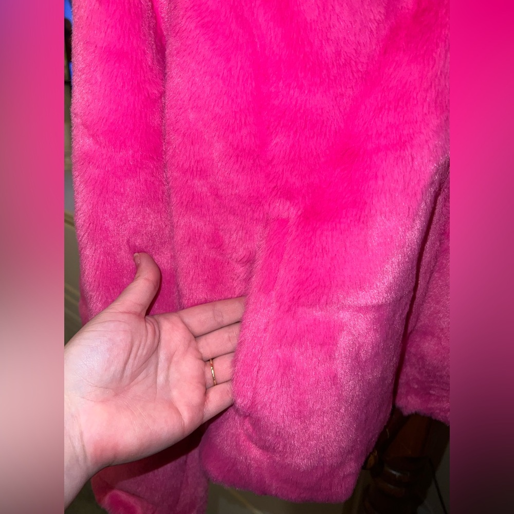 See And Be Seen Pink Faux Fur Jacket - Picture 5 of 15